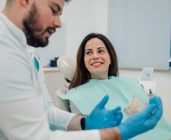 Woman smiling at the dentist