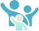 Animated family of three waving